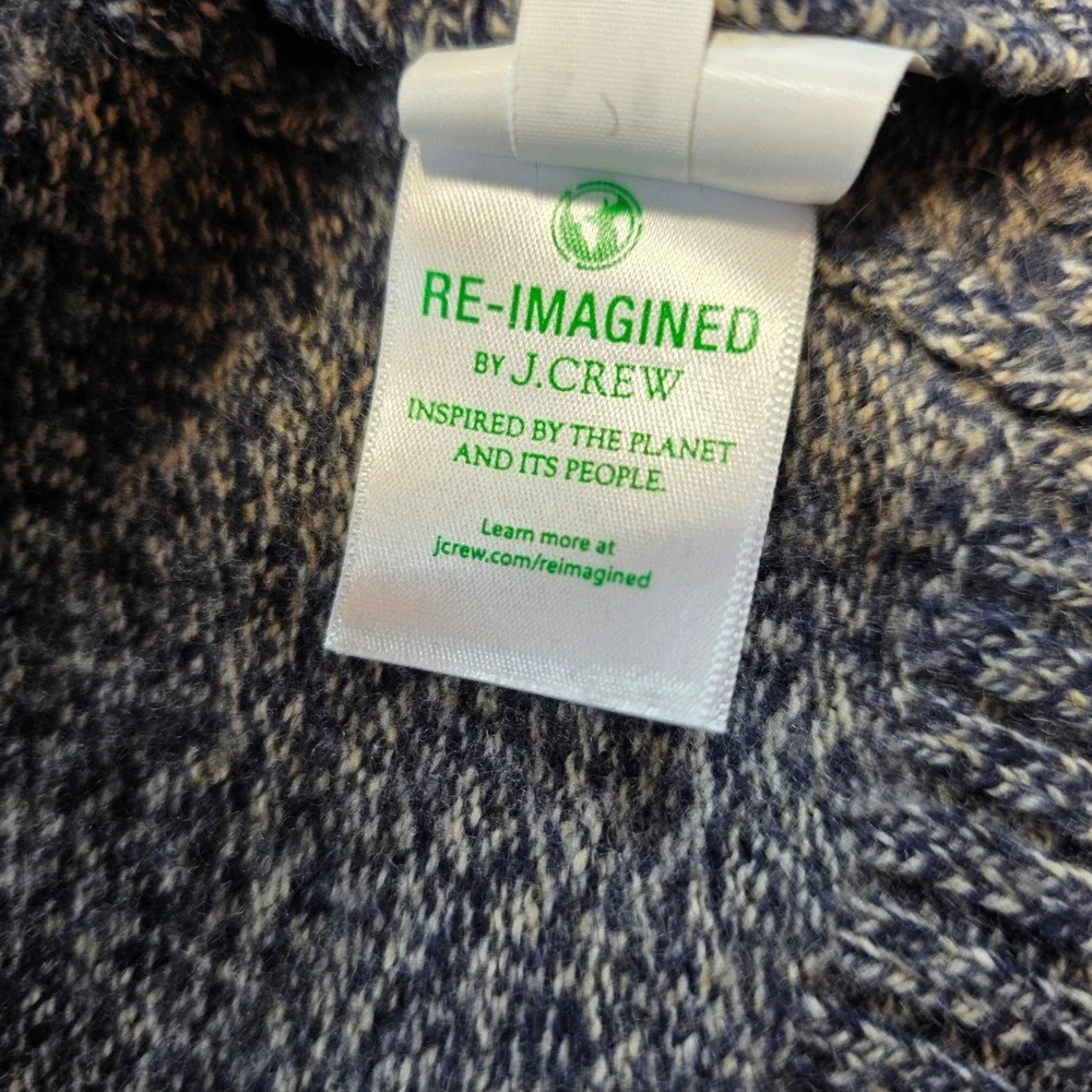 J. Crew Mens Small Blue Rugged Merino Wool‎ Blend Shawl Collar Sweater Marled